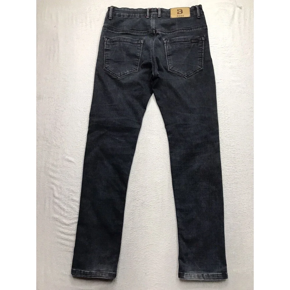 Y2K HUGO BOSS Double Weave Jeans Men 32 (30x30 fit)  Black Stretch ITALY Denim